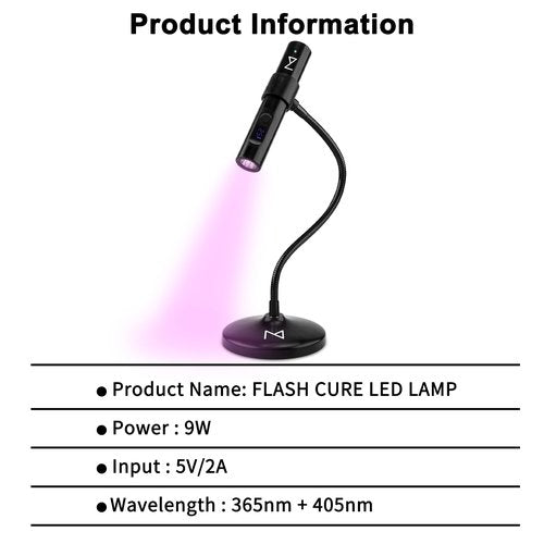 M - GlamCure GO Nail Flash Cure Lamp with Focus Beam Technology, Touch Screen - LED & UV Nail Light - Curing Lamp for Gel Nails, Acrylic, Builder - Portable & Adjustable (Black)