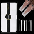 HWHUNO Long Straight Half Cover Tapered XL Square Nail Tips No C Curve,Clear ABS False Nails Medium for Manicure Salon Professional and Home DIY