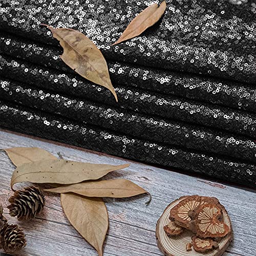 Black Sequin Rectangular Tablecloth 90x132 Inch Glitter Party Cover - Variation: Black / 132" x 90"