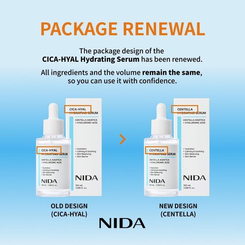 NIDA Centella Hydrating Serum | Centella Asiatica, Hyaluronic Acid | Hydration, Calming & Soothing, Skin Balancing, Skin Barrier | 1.69 fl. oz., 50ml (Updated)