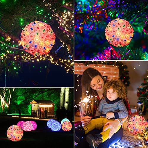 Outdoor Christmas Lighted Sphere Balls with Replaceable Bulbs - 6 Inch RGB Starlight Globe - Orange Red Variation