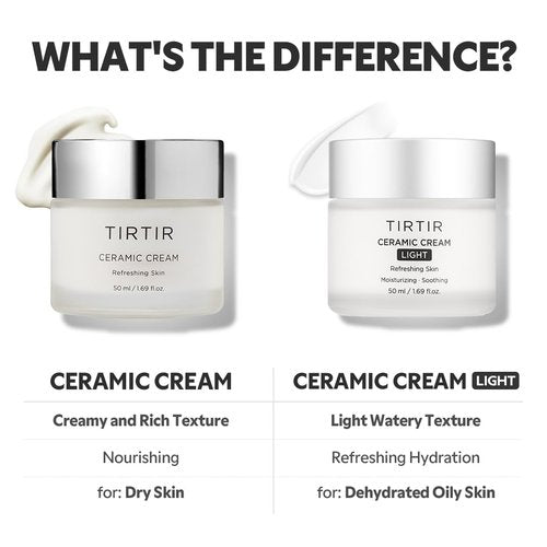 TIRTIR Natural Ceramide Cream | Deep moisturizer for Glass Skin, Polyglutamic acid, Centella Asiatica Extract, Skin barrier, Lightweight, Mild, Nature derived ingredients, Dry skin, Korean skincare