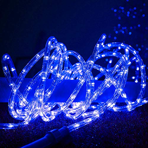 Blue LED Rope Lights 33ft Waterproof Outdoor String Lights for Patio Deck Pool Camping