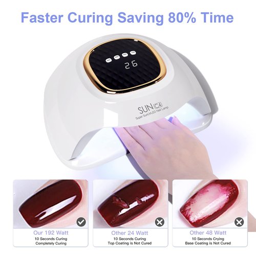 MIRAGE LAYON UV Nail Lamp - Fast Drying, Powerful & Efficient LED Nail Lamp with 4 Timing Settings & Infrared Automatic Sensor Professional UV Light for Home Salon Nail Art Tools
