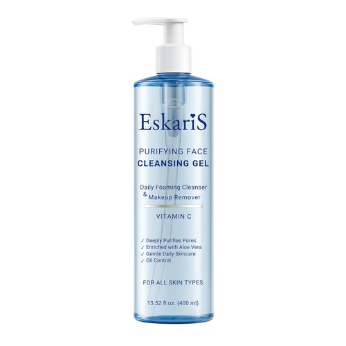 Purifying Face Cleansing Gel - Vitamin C & Aloe Vera Daily Foaming Wash | Soap-Free, Oil Control, 13.52 oz