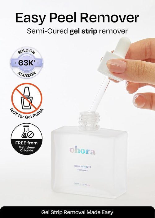 Ohora Care Easy Peel Remover - Nourishing Semi-Cured Gel Nail Strip Remover with Hygienic Dropper | Vegan & Cruelty-Free