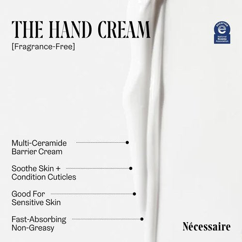 Nécessaire Hand Cream - Fragrance-Free Lotion with 5 Ceramides & Peptides | Fast-Absorbing, Non-Greasy - 2.2 fl oz
