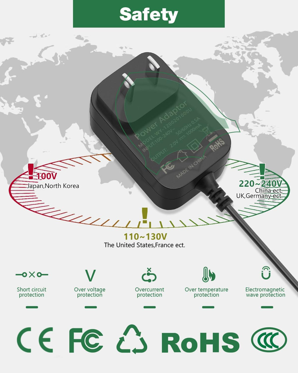 Wahl 2V Charger - Compatible Power Cord for Shaver & Trimmer 8061, 8163, 8786 | 5.9ft Length