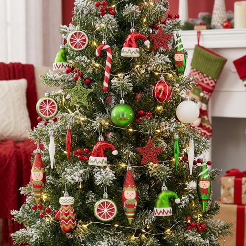 40pcs Christmas Tree Ornaments Set Holiday Decor Balls & Figures