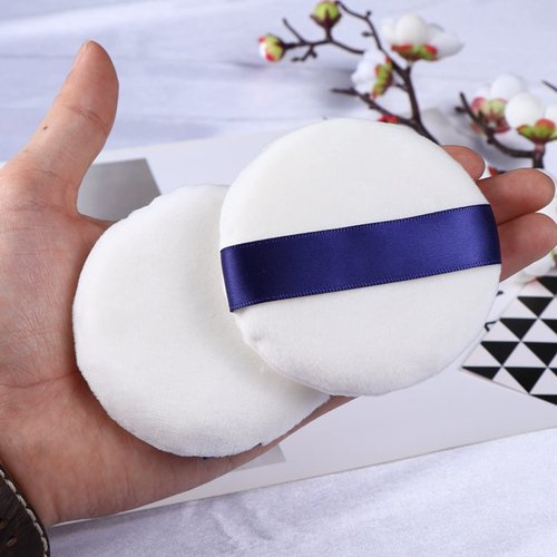Powder Puff 3 Pieces 3 Inch Soft Powder Makeup Puffs Pads Makeup with Ribbon Face Powder Puffs for Loose and Foundation (3PCS Large Size 3 Inch)