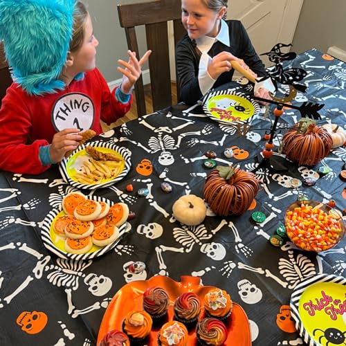 Halloween Skeleton Vinyl Flannel Backed Tablecloth 52x70 - Skelly Design