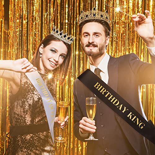 Cool Style Prom King and Queen Crowns and Sash Set for Men Women