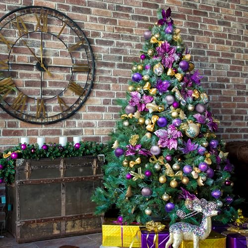 Purple Christmas Tree Ornaments 20pcs 3.15-Inch Holiday Decoration Balls with Hooks