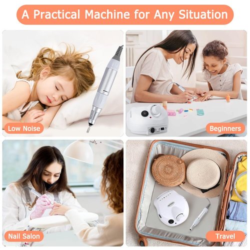 Acrylic Nail Drill-Electric Nail Drill 30000 RPM Electric Nail File with Foot Pedal E File Manicure Set, Nail Grinder for Gel Nails Efile with Drill Bits