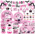Halloween Baby Shower Tableware Set - Pink & Black Party Supplies for Girls