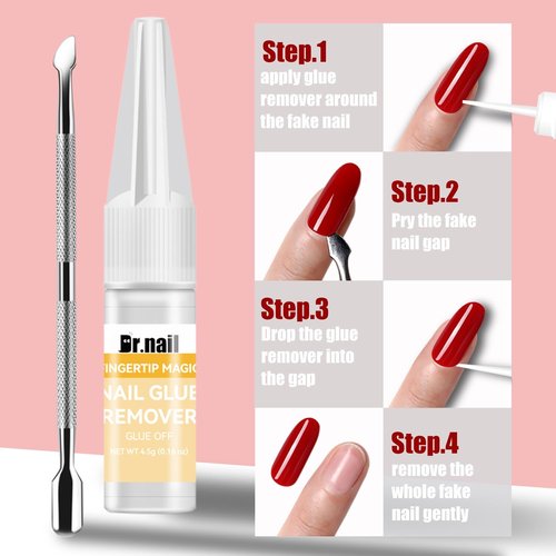Dr.nail Super Strong Nail Glue for Acrylic Nails, 20Pcs Nail Glues for Press On Nails Tips with 3Pcs Glue Removers, Quick Drying Long Lasting, No UV Light Needed