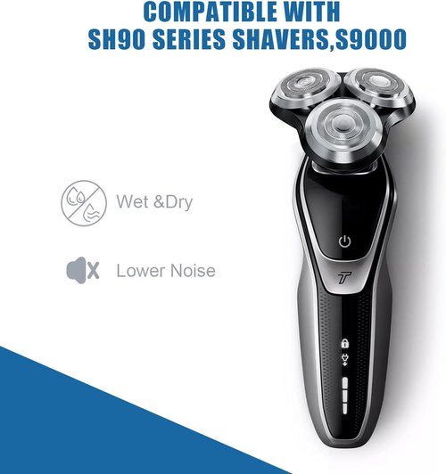 Philips Norelco SH90 Replacement Heads - Upgrade Double-Layer Precision Blades (3 Pack)