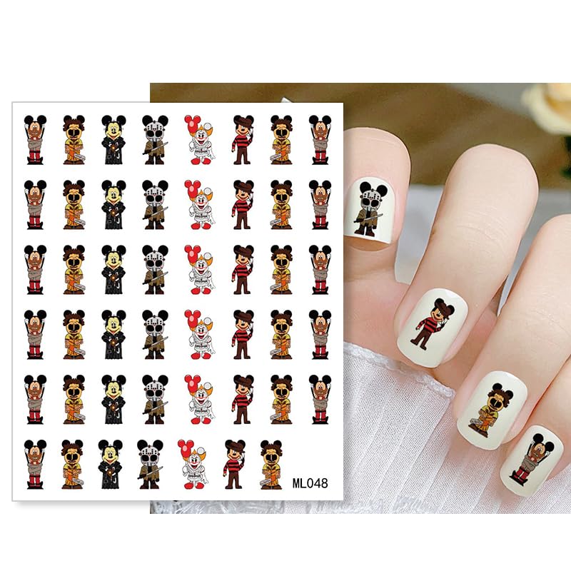 A3 Halloween Nail Stickers 8 Sheets Ghost Pumpkin Self-Adhesive Nail Art Decals