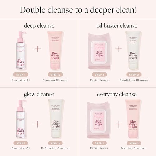 The Face Shop Rice Water Bright Rice Bran Gentle Exfoliating Cleanser - Hydrating, Moisturizing & Brightening Face Cleanser - Vegan Exfoliating Face Wash Face Scrub - Korean Skin Care Face Exfoliator