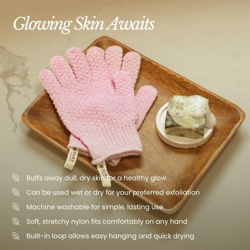 Bare Botanics 4 Pack Lavender Exfoliating Gloves for Shower | 100% Nylon Fibers | Exfoliating Bath Gloves for Shower Exfoliating | Shower Gloves & Dead Skin Remover | Wet & Dry Exfoliating Glove
