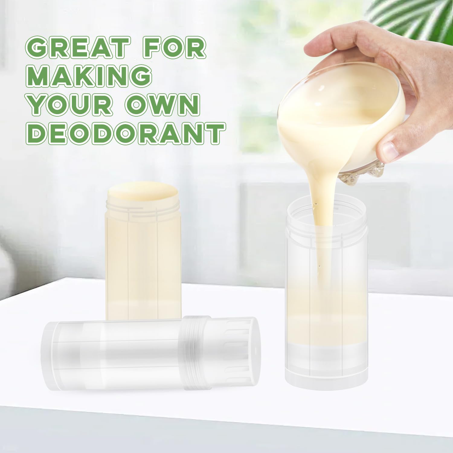 Wresty 10 Pcs 60ml/2oz Deodorant Containers Twist Up Empty Tubes Plastic Refillable Bottles DIY Homemade Container Stick (clear)