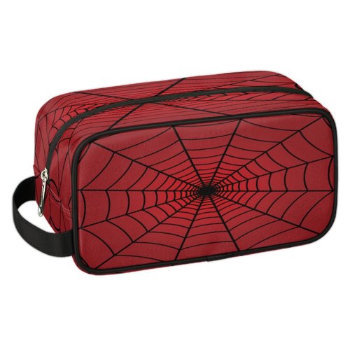 SinSenMa Red Spiders Web Toiletry Bag,Travel Cosmetic Bag,Hanging Makeup Bag,TSA Approved Hygiene Bag Waterproof Shave Dopp Kit Organizer for Toiletries Shower Bathroom Carry-on Accessories Gifts