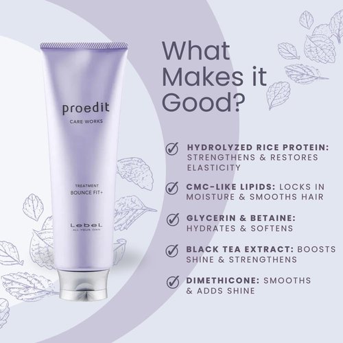 Lebel Proedit Care Works Bounce Fit+ Hair Treatment Mask - Deep Moisture & Elasticity for Damaged Hair | 8.4 oz