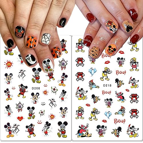 Halloween Nail Art Stickers A-5 - 6 Sheets Kawaii Horror Pumpkin Gothic DIY