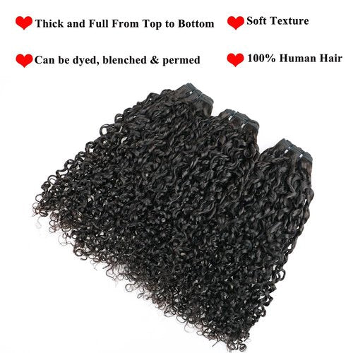 JYZ 16A Double Weft Pixie Curly Human Hair Bundles 16 Inch 1 Bundle Burmese Curly Bundles Human Hair 3C4A 100% Unprocessed Brazilian Raw Virgin Hair Extensions Quick Weave Extensions Natural Color