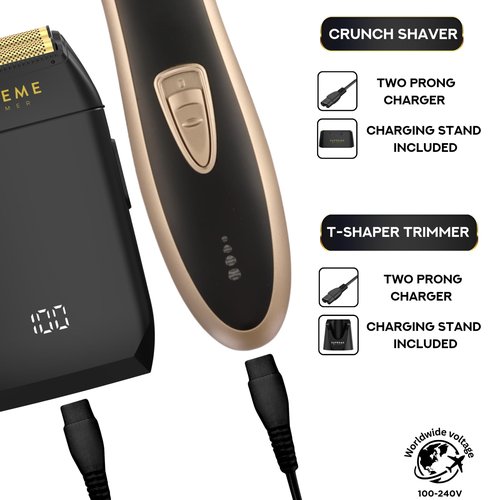 Supreme Trimmer 2-in-1 T-Shaper Trimmer & Crunch Foil Shaver | STF602 Electric Razor & ST5210 Beard Trimmer Barber Haircut Kit | Gold