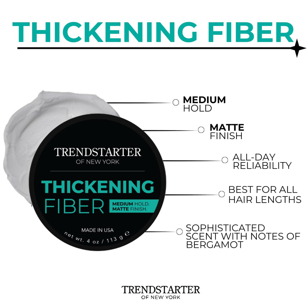 TRENDSTARTER Thickening Fiber Pomade - Medium Hold, Matte Finish - 4oz Water-Based Styling Clay
