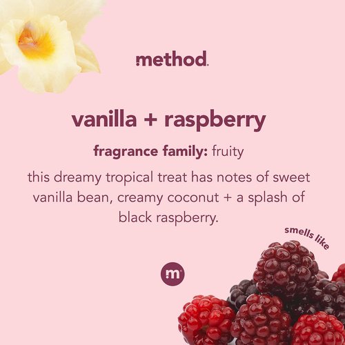 Method Gel Hand Soap Refill, Vanilla + Raspberry, Biodegradable Formula, 34 Fl Oz (Pack of 2)