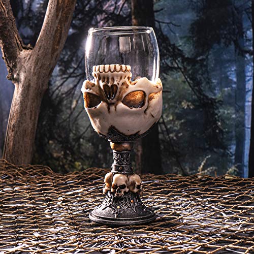 Skull Wine Goblet - Gothic 7oz Ceremonial Stemware with Hand-Painted Bone Design