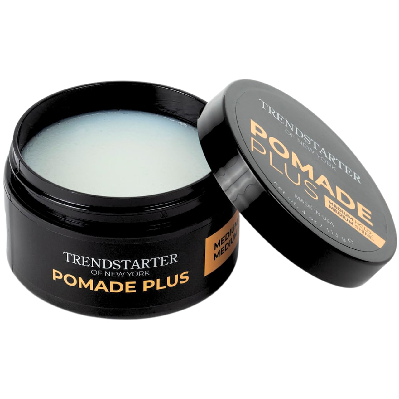 TRENDSTARTER Pomade Plus - Medium Hold & Shine - 4oz Flake-Free Water-Based Hair Gel for All Hair Types