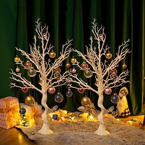 Artificial White Trees for Wedding Party Decor - 3.44ft Tall, 2 Pack - Indoor & Outdoor Use
