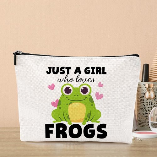 Cute Frog Makeup Bag Frog Gifts Funny Frog Lover Gifts for Women Cosmetic Bag Frog Stuff Birthday Graduation Gifts for Animal Lovers Girls Sister Daughter Niece Christmas Mothers Day Toiletry Bag