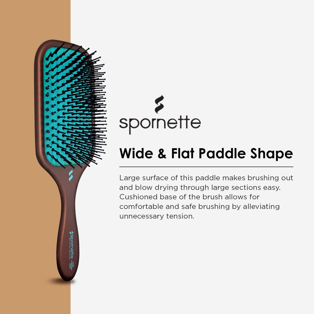 Spornette Ion Fusion Paddle Hair Brush - Ionic Bristles for Detangling & Smoothing | Medium to Long Hair