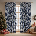 Christmas Sheer Curtains 52x96in Snow Blue Foil 2-Pack Window Decor