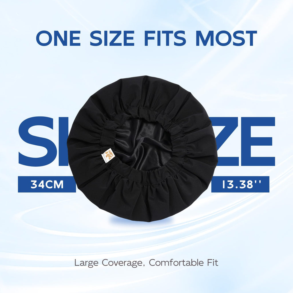 Years calm Shower Cap for Men Waterproof Reusable - Fashion Dual-Layer Design, Adjustable Elastic Band for Long & Curly Hair, XL Bath & Spa Cap for Travel, Satin Lined Shower Cap Black