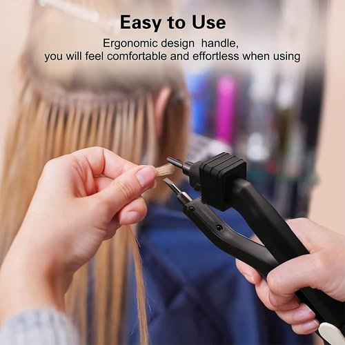 GlamorDove Profession Fusion Hair Extensions Tool Melting Heat Iron Hair Connector with Heat Shield Guards Wand for Keratin Extensions Tool for C/U/I/Flat Tip US Plug Temperature Adjustable