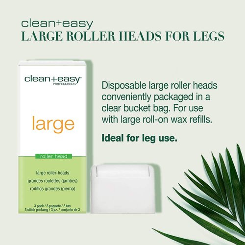 Clean + Easy Large Wax Roller Heads – Roll On Wax Refill Applicators, Compatible with Wax Cartridges for Legs & Body Hair Removal, 3 Pack