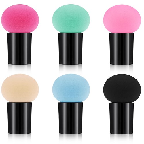 Dimeho 6 Pcs Foundation Sponge Powder Puff, Mushrooms Makeup Sponge Puff with Handles Dry and Wet Facial Face Makeup Puffs Makeup-Tools for Foundation Concealer Creams Powders