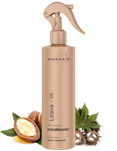 MOEHAIR Leave-In Conditioner - 12 Fl. Oz. | Argan Oil & Protein Infused | Curly Hair Detangler & Softener | Sulfate-Free
