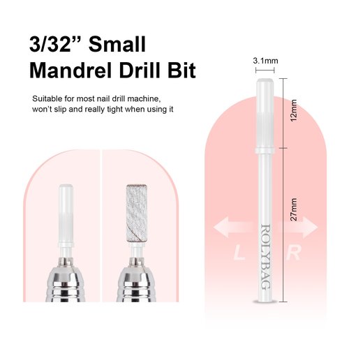 Rolybag 100pcs Small Sanding Bands Nail Drill Bits 240 Extreme Fine Grit Sanding Bands with 3.1mm Mandrel Bits for Acrylic Nails Professional Manicures and Pedicure,Zebra
