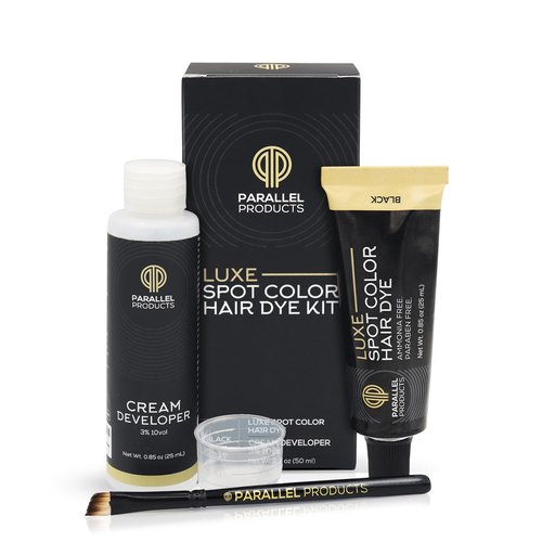 Parallel Products - Luxe Black Cream Hair Dye - 25mL Professional Spot Coloring Kit | Covers Grey Hair