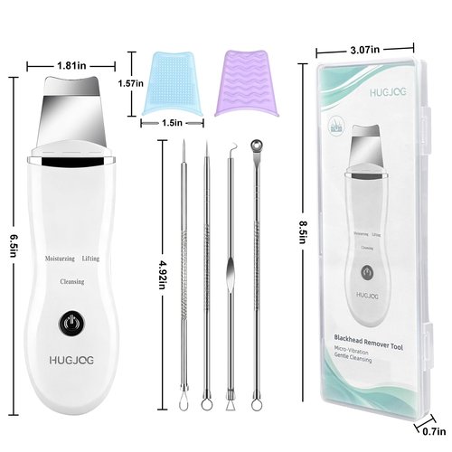 Face Blackhead Remover Tools, Deep Pore Cleaner Skin Scrubber Spatula Facial Scraper with USB Recharge, Silicone Brushes & Blackhead Needles Included