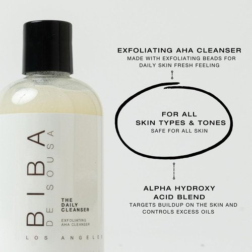 Biba De Sousa Daily Cleanser - Exfoliating Face & Body Wash for Normal/Oily Skin - Illuminates & Refines (8 oz)