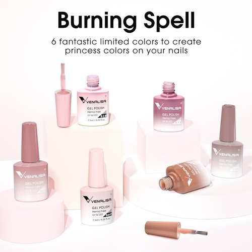 VENALISA Jelly Gel Nail Polish Set of 6 Colors Sheer Nude Pink Gel Polish Kit Neutral Skin Tone Transparent Soak Off UV Gel Salon Nail Art DIY at Home Manicure