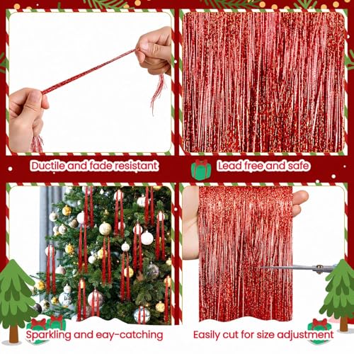 Red Tinsel Icicles for Christmas Tree - 3000 Strands, 18 Inches - Variation of THIS listing