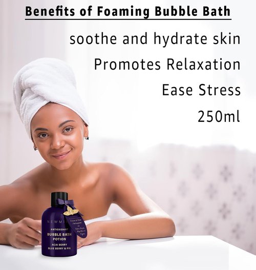 Skiennix Antioxidant Bubble Bath - Long-Lasting Foam with Acai Berry & Blueberry | Detox & Hydrate